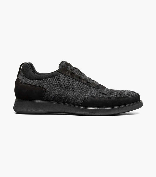 Mens Florsheim Black Shoe Launch Knit Elastic Lace Moc Toe Slip On 14442