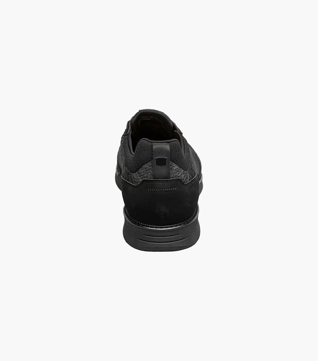 Mens Florsheim Black Shoe Launch Knit Elastic Lace Moc Toe Slip On 14442