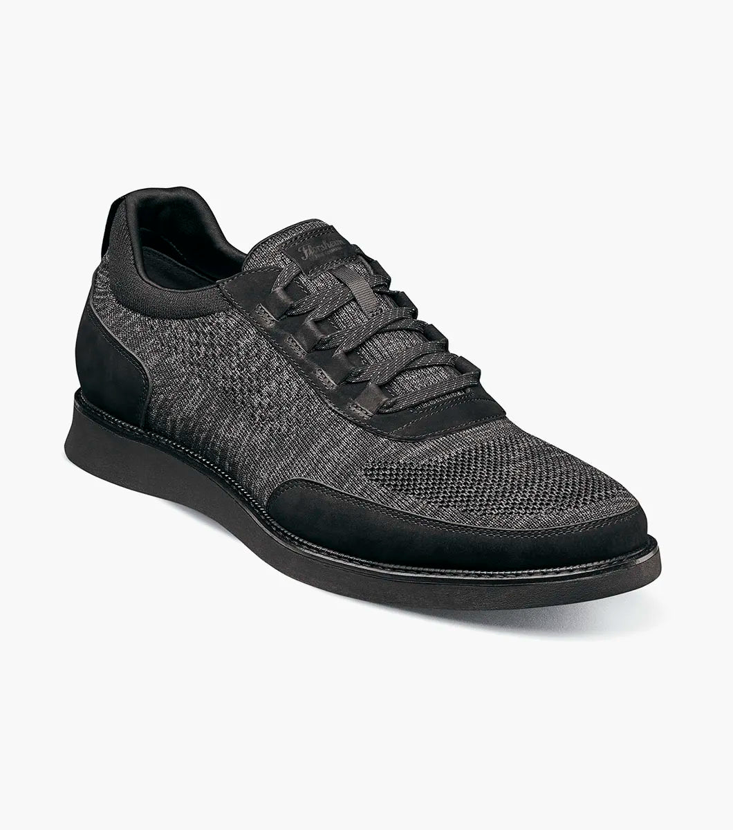 Mens Florsheim Black Shoe Launch Knit Elastic Lace Moc Toe Slip On 14442