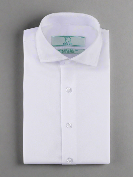 T.O. Green Label Boys White Shirt-Twill Weave