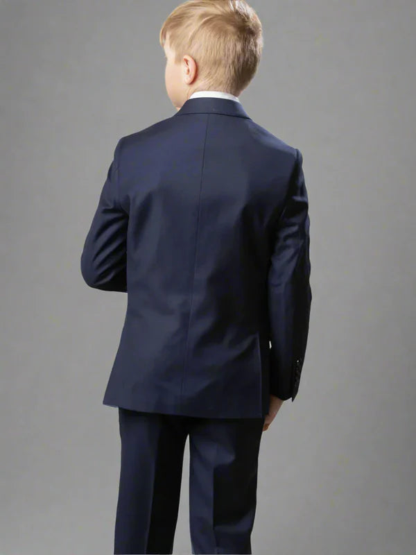 Centrion Boys Husky Fit Blue Wool Suit
