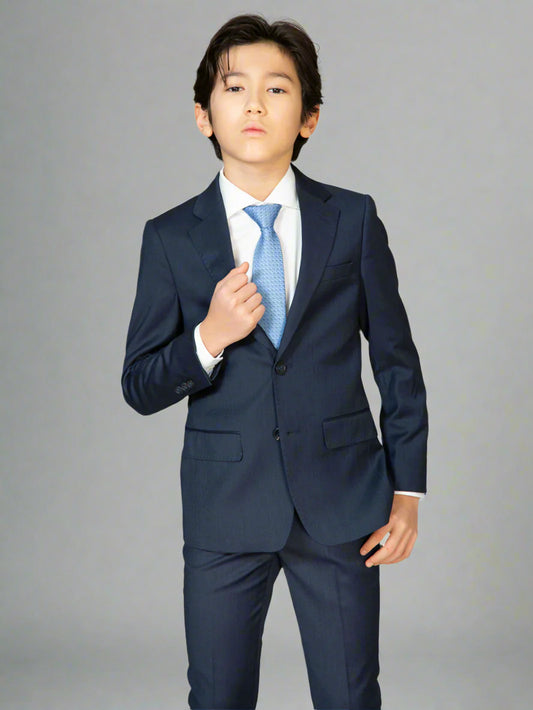 Boys TO Navy TR Suit Jacket Birdseye Design Weave