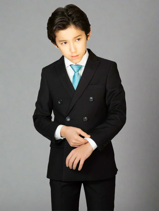 T.O. Boys Black TR Double Breasted Suit Jacket 3822-36-DB