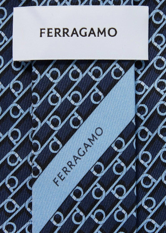 Salvatore Ferragamo Blue Navy Gancini Logo Men's Tie FR0033