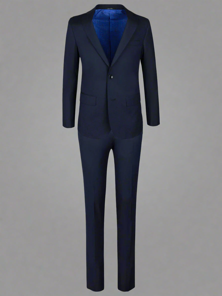 Boys TO Dark Navy TR Suit Black On Blue Weave Pattern 7001-4
