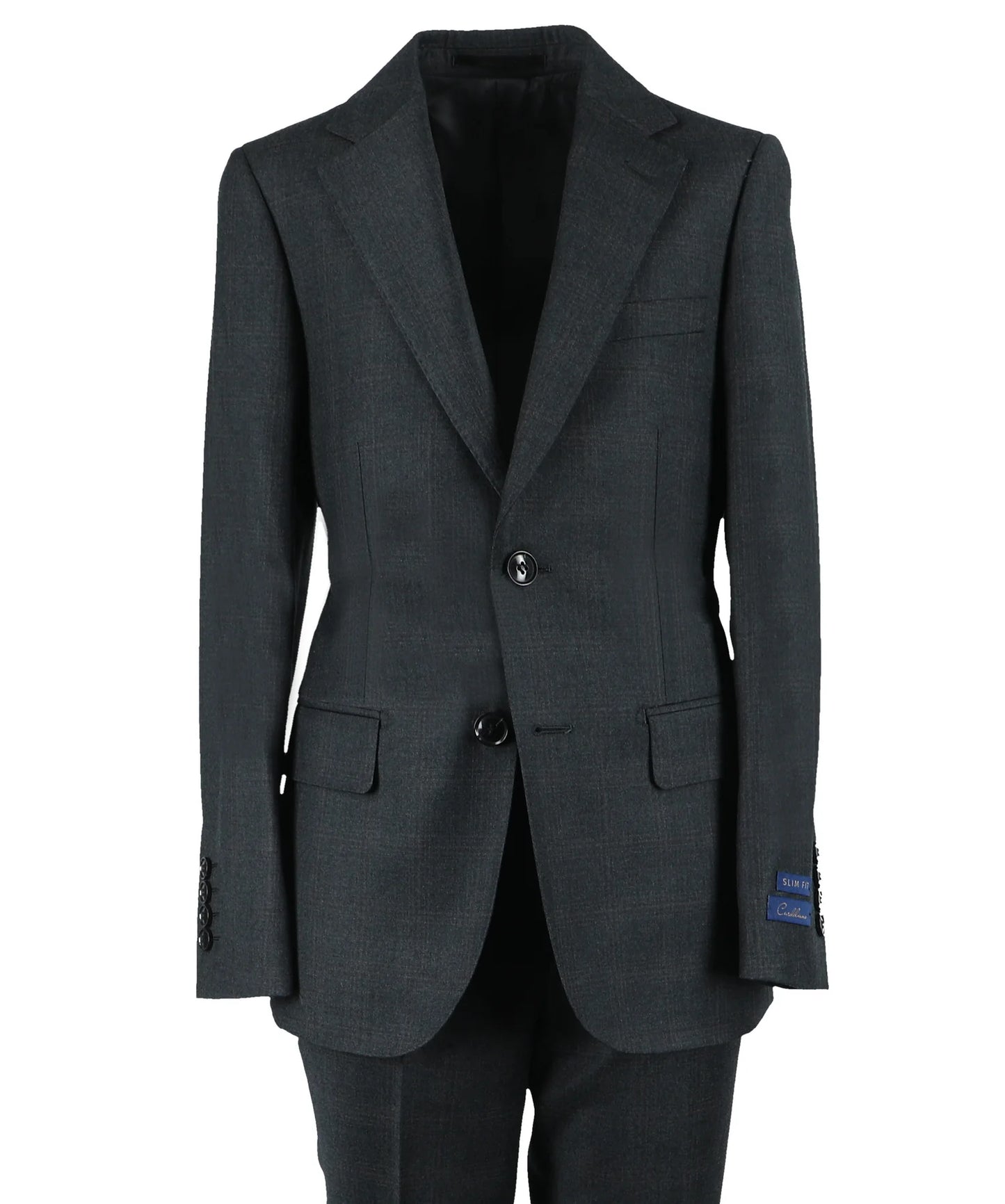 Men's Charcoal Wool Suit Burgundy Plaid Pattern Cardeliano CABD-598