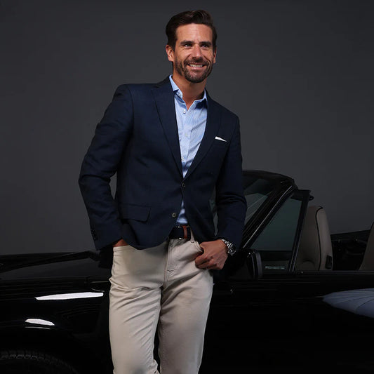 Collars & Co. Quattro Flex Dress Shirt Semi-Spread Collar Blue Houndstooth