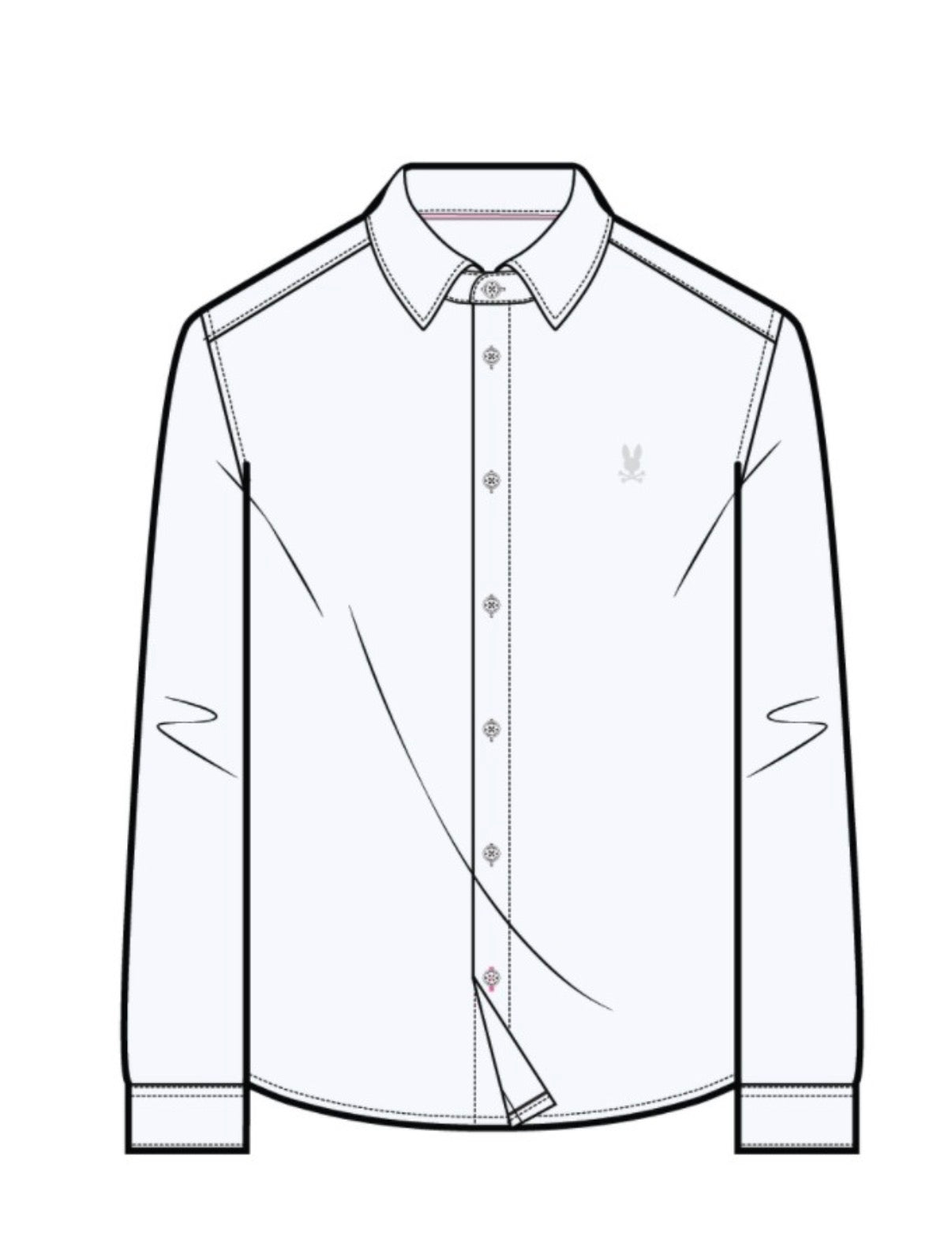 Psycho Bunny Jackson Knit White Stretch Shirt Button Down Collar
