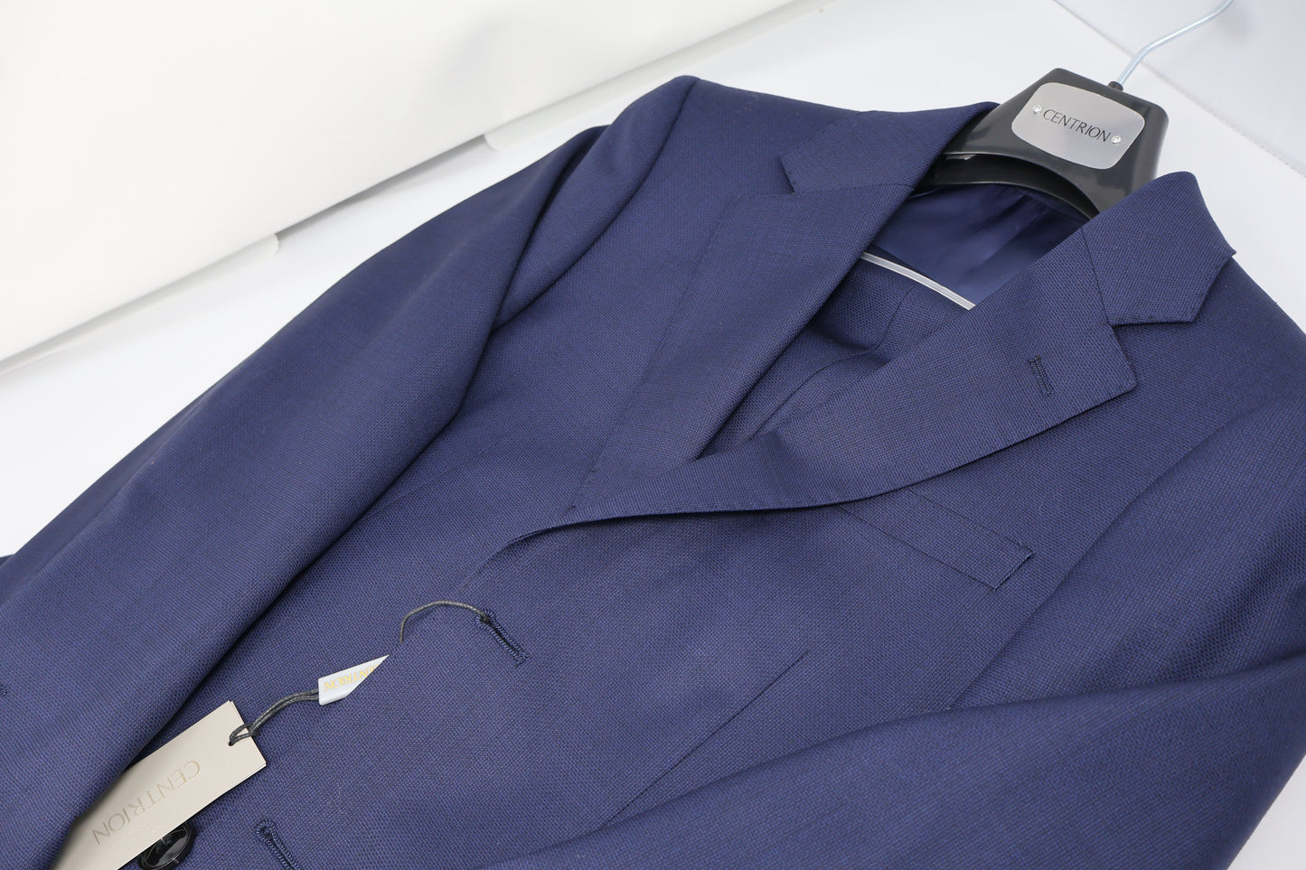 Centrion Boys Navy Wool Suit-Birdseye Weave Pattern
