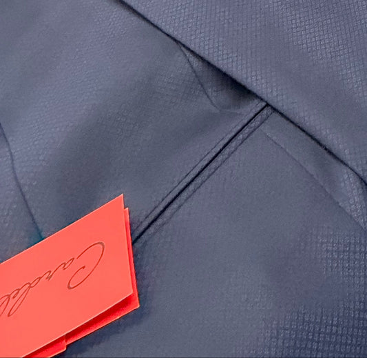 Cardeliano Mens Navy Wool Slim Fit Boys Suit Set – Formal Dress Suit with Mini Diamond Grid GSFA226803