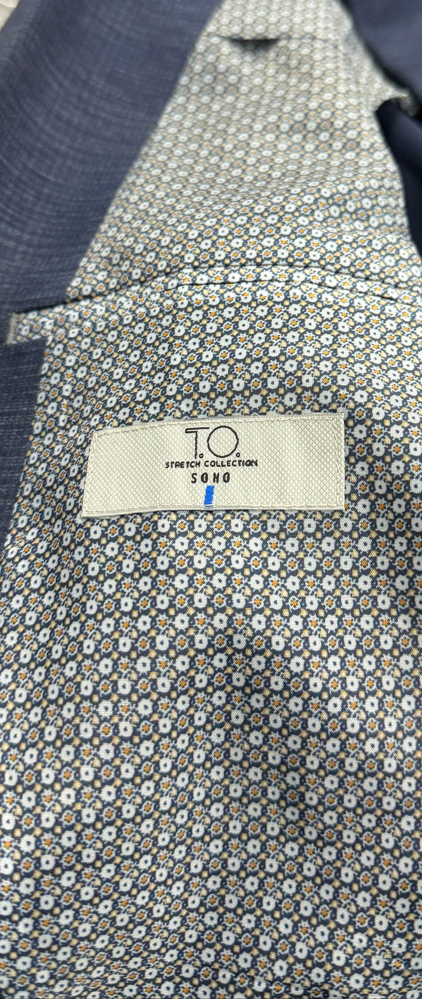 Steel Blue Plaid stretch jacket inside lining