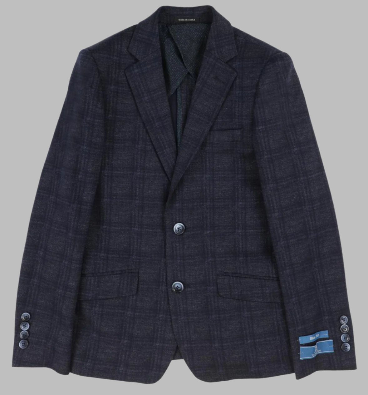 Boys TO Stretch Jacket Navy Plaid A6-493 Size 14 Slim
