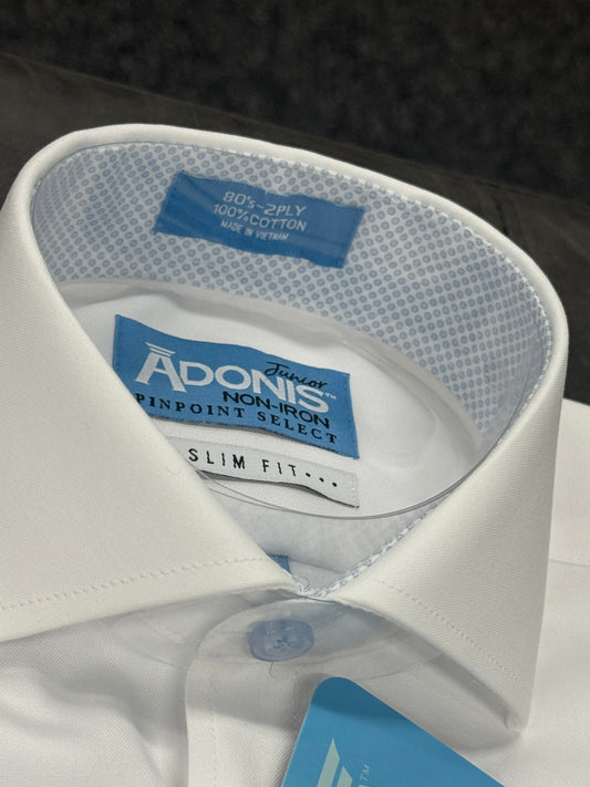 Adonis Non Iron Contrast White Shirt Blue Floral Design