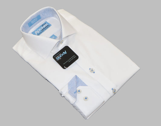 Adonis Boys White Contrast Shirt-Blue Diamond Design