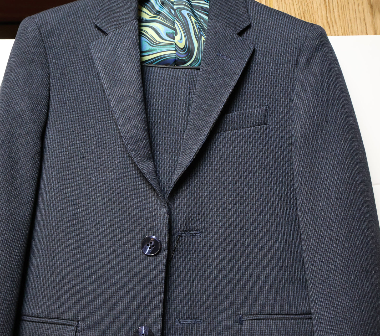 T.O. Boys Navy Shepherd's Check Design Flex Suit Jacket Flex-20