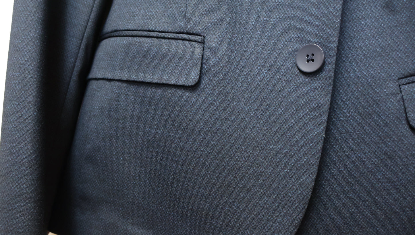 T.O. Boys Blue On Navy Soho Stretch Suit-Intricate Weave