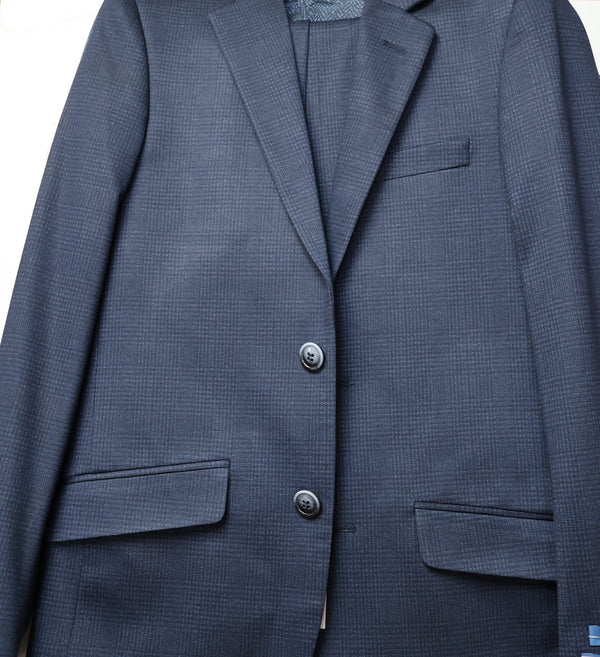 T.O. Boys Light Blue Basic Stretch Suit-Tattersail Pattern A6-491