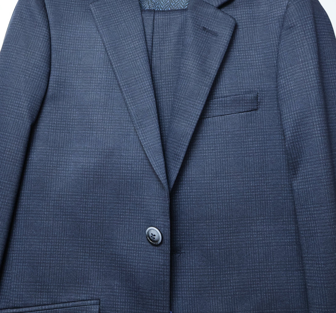 T.O. Boys Light Blue Basic Stretch Suit-Tattersail Pattern A6-491