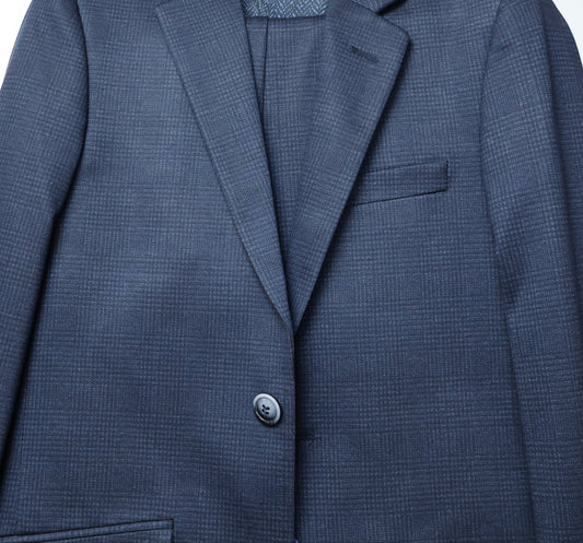 T.O. Boys Light Blue Basic Stretch Suit-Tattersail Pattern A6-491