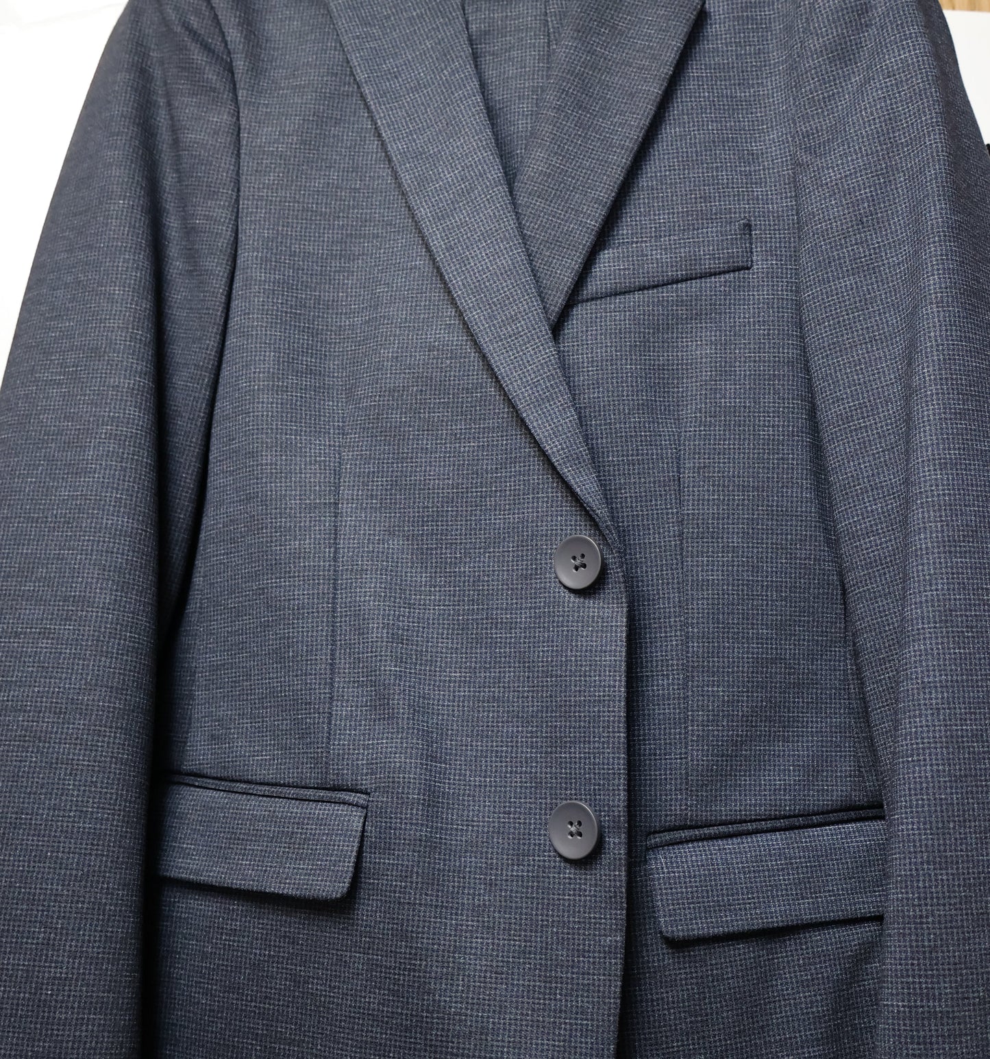 TO Boys Blue On Charcoal Soho Stretch Suit-Small Checker