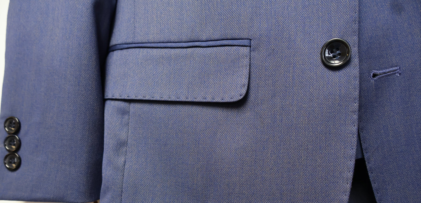 TO Boys Yellow Design On Blue TR Suit-Diamond Weave T3A3431