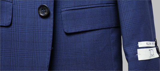 TO Boys Navy On Blue TR Suit-Glen Check Pattern T2B3074