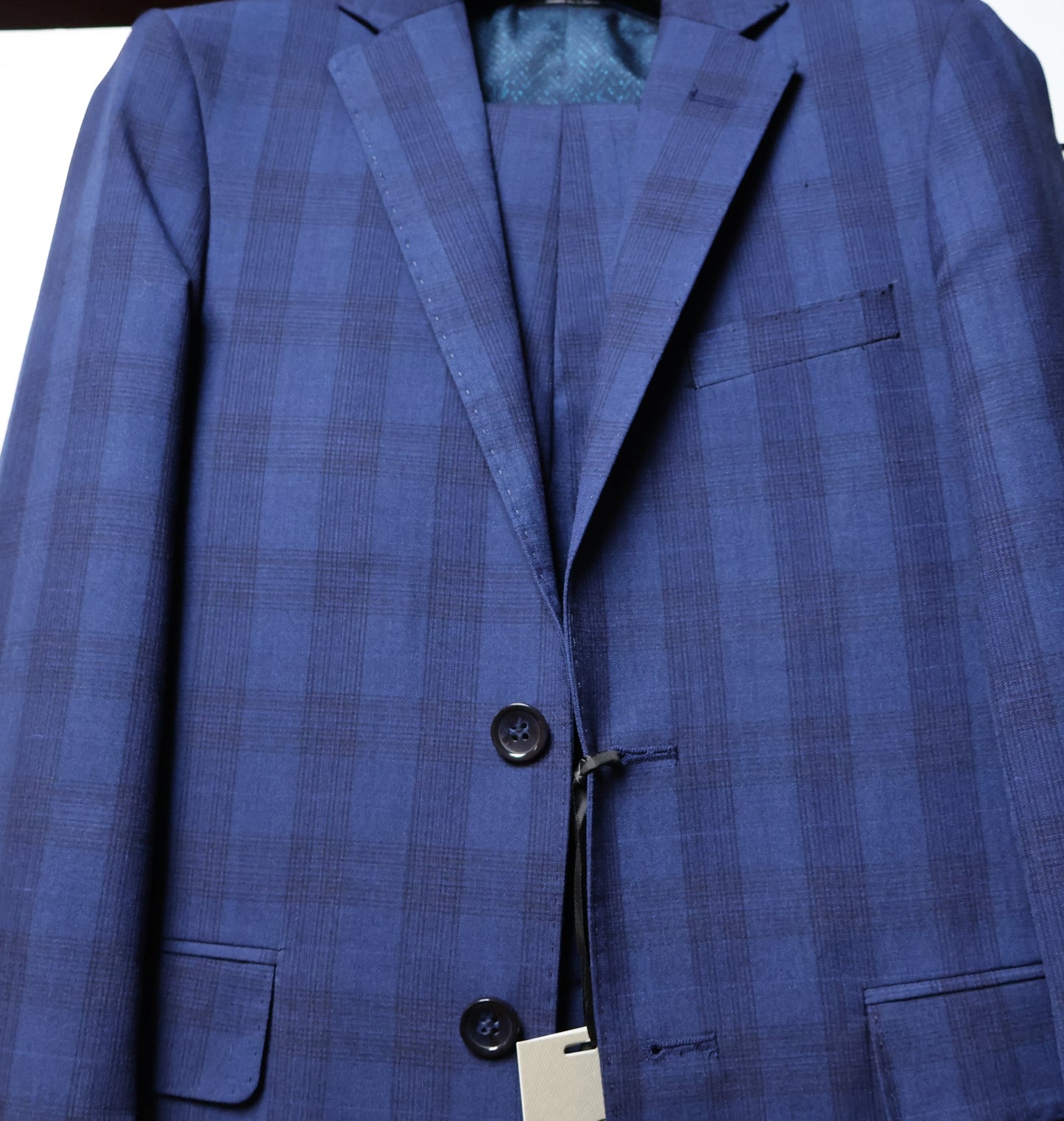 TO Boys Blue TR Suit-Windowpane Pattern T3B8128