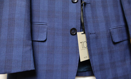 TO Boys Blue TR Suit-Windowpane Pattern T3B8128
