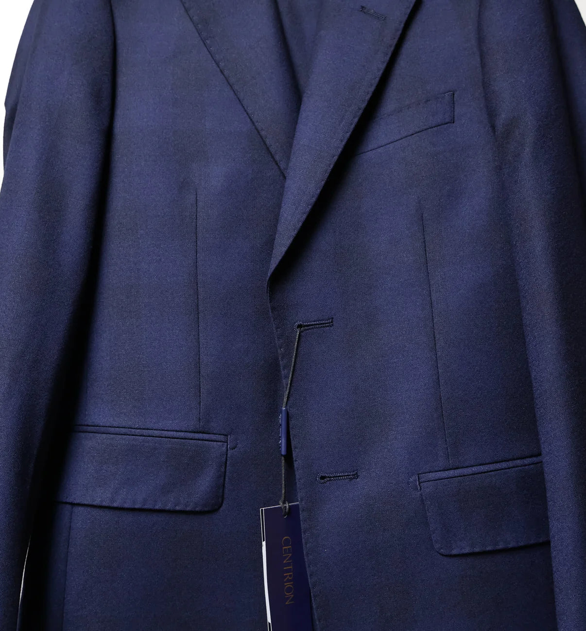 Men's Navy Thick Stripe Wool Suit - Centrion CEBD-112
