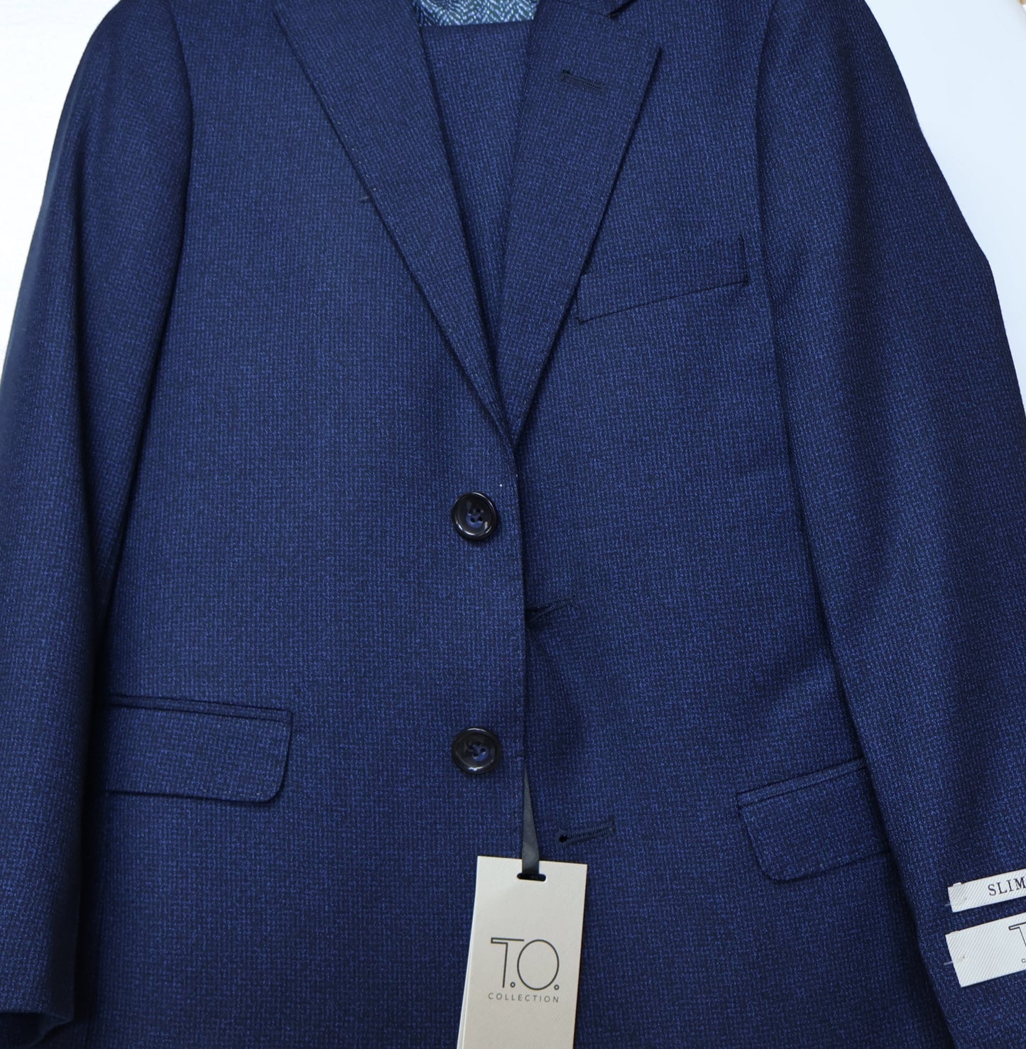 T.O. Boys Blue On Black TR Suit-Intricate Pattern Weave