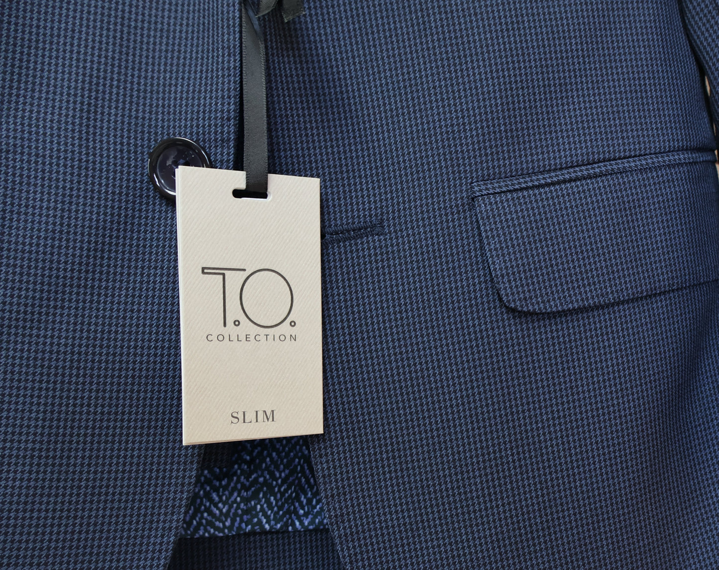 T.O. Boys Navy TR Suit-Houndstooth Pattern Weave TDB3491