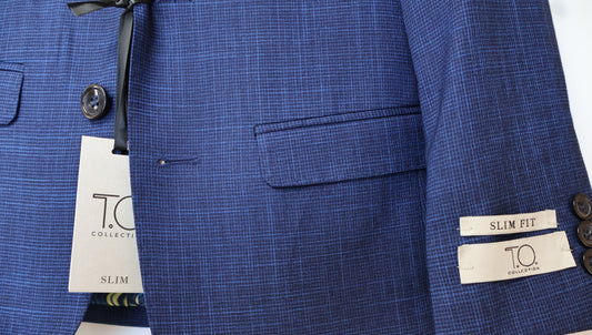 T.O. Boys Blue And Navy TR Suit-Intricate Weave Pattern T3A7105