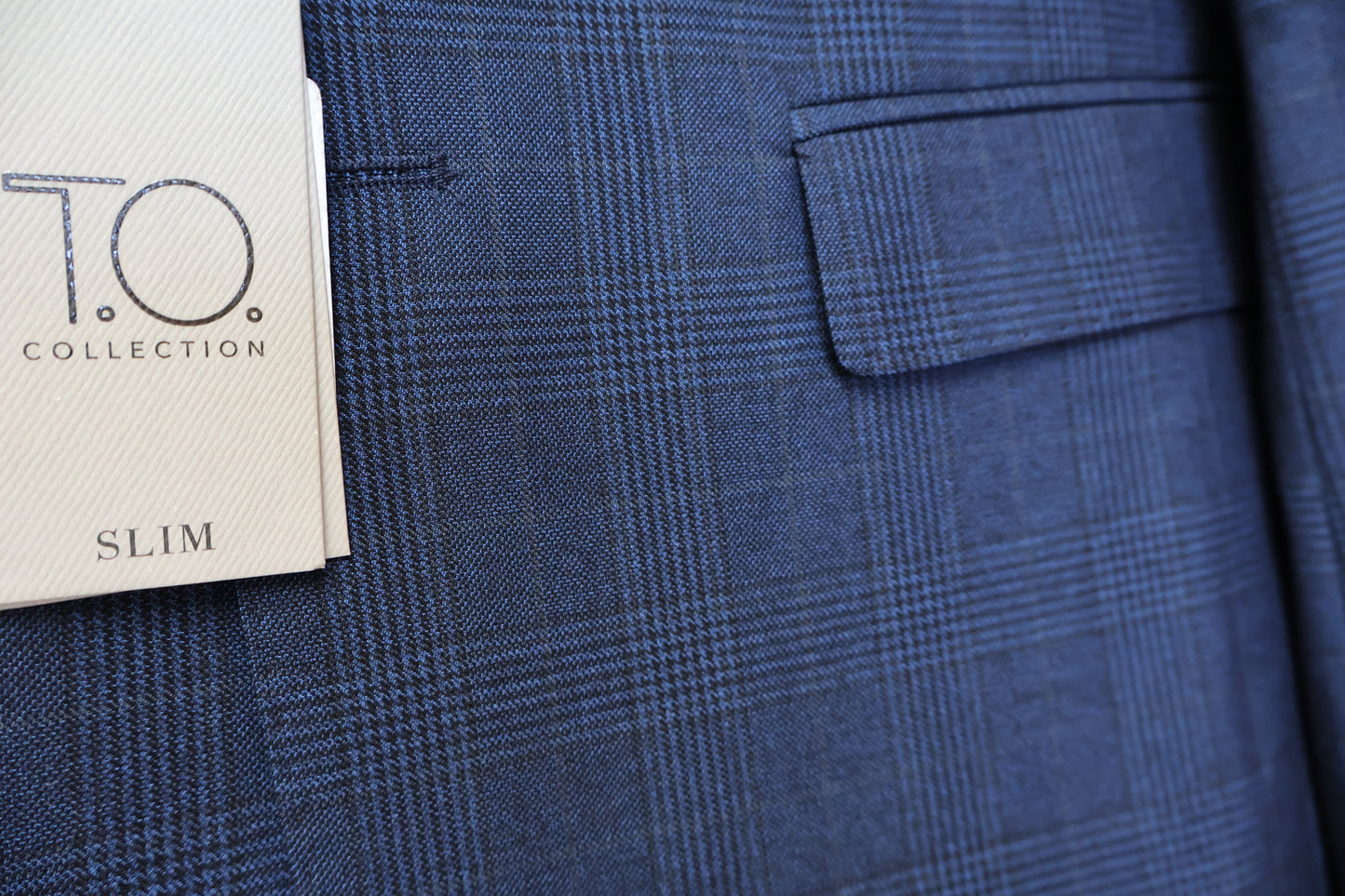 T.O. Boys Light Blue Plaid TR Suit Subtle Beige Windowpane Pattern T2B8436