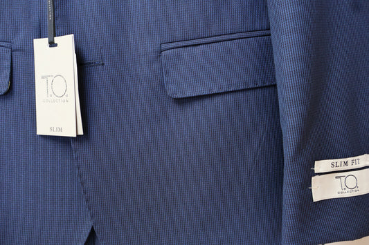 TO Boys Blue And Navy TR Suit-Intricate Corduroy Weave Pattern T2B1552