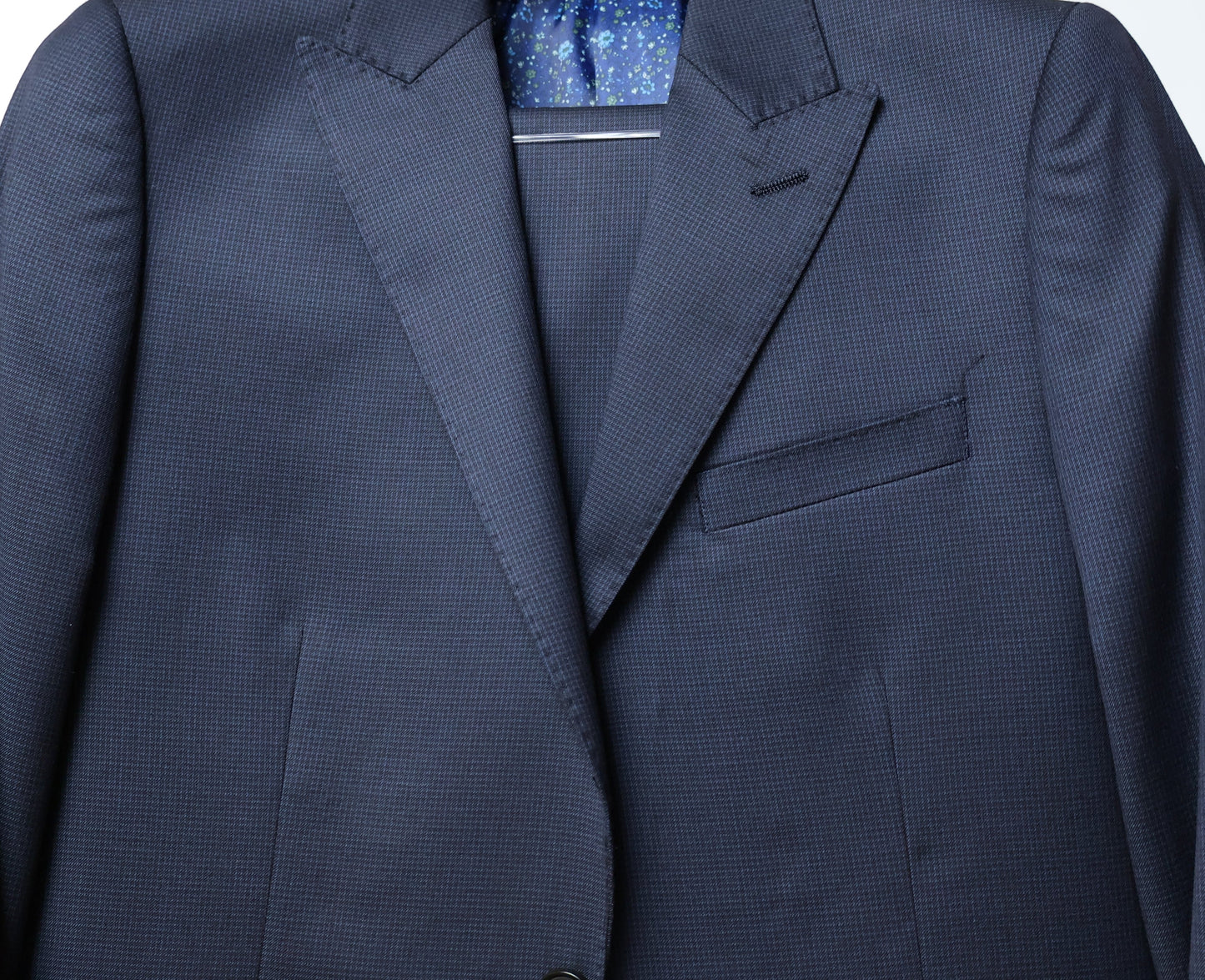 Centrion Boys Wool Peak Lapel Blue On Black Suit-Small Checker