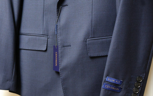 Centrion Boys Wool Intricate Blue Pattern On Black Suit CE3A5394