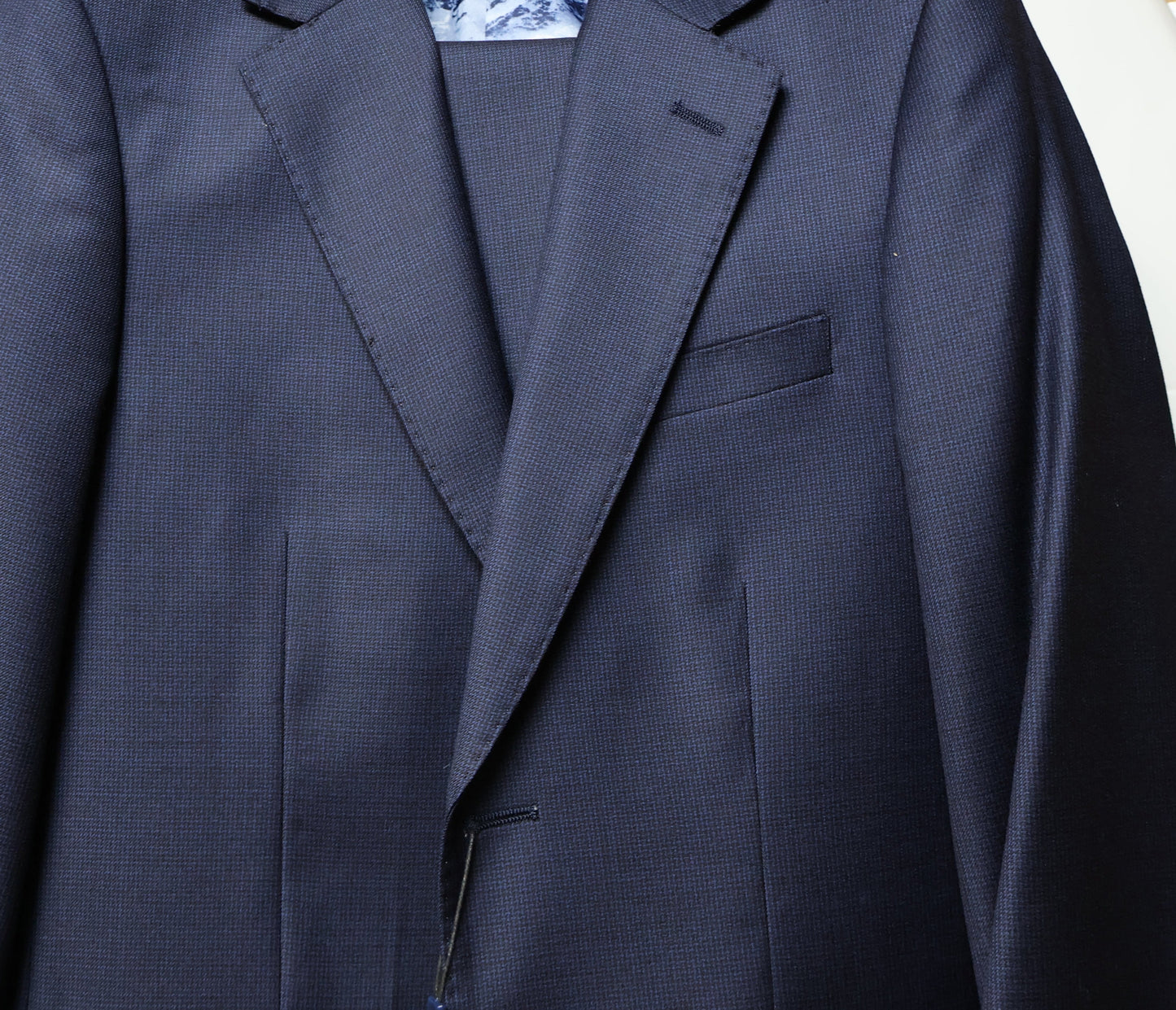 Centrion Boys Wool Intricate Blue Pattern On Black Suit CE3A5394