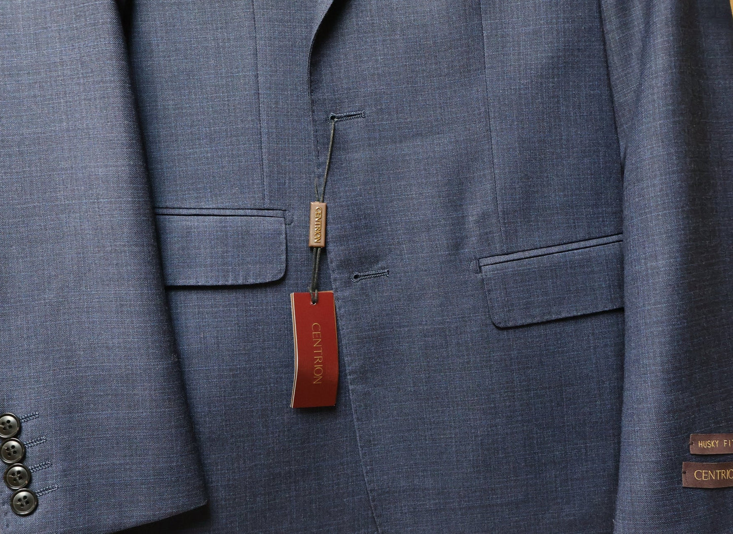 Centrion Mens Wool Blue On Charcoal Woven Suit