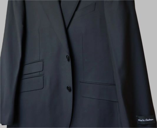 Bartorelli Napoli men's black peak lapel wool suit