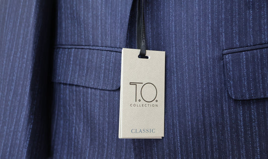 T.O. Boys Light Blue Pinstriped Navy TR Suit-Herringbone Weave