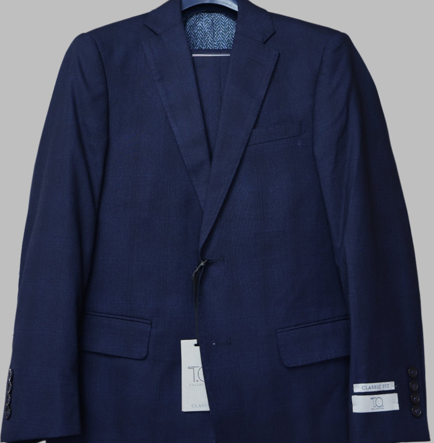 T.O. Boy's Blue On Navy TR Suit Small Checkered Pattern TEA7325