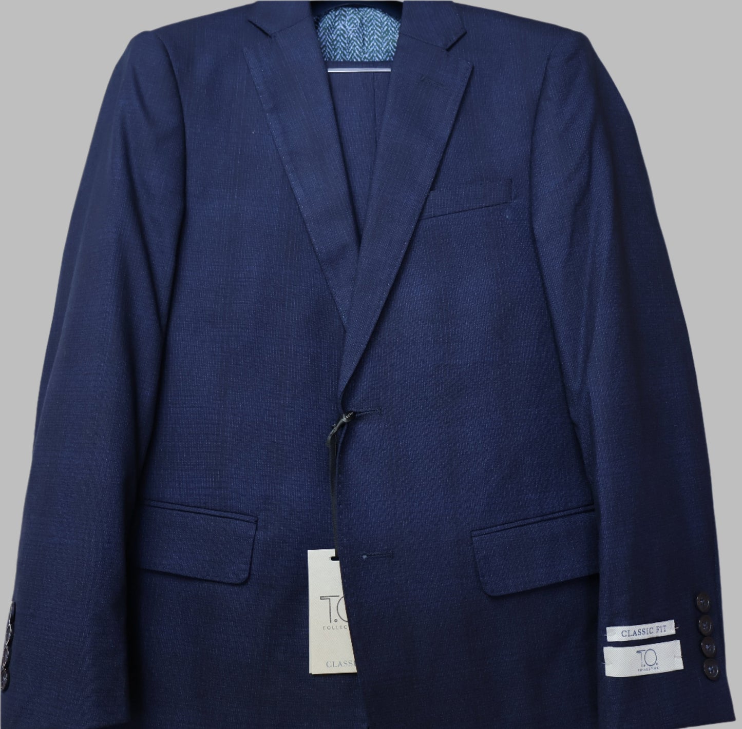 T.O. Boy's Blue On Navy TR Suit Small Checkered Pattern