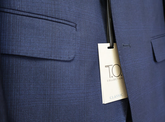 T.O. Boy's Blue On Navy TR Suit Small Checkered Pattern TEA7325