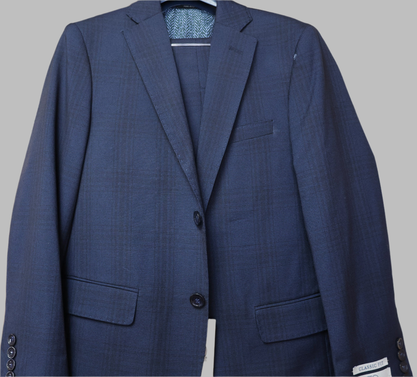 T.O. Boys Blue On Black TR Suit-WIndowpane Pattern