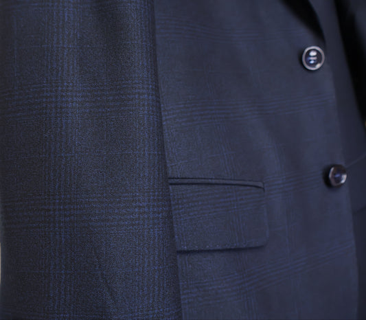 TO Boys Blue On Black TR Suit-Glen Checker Pattern