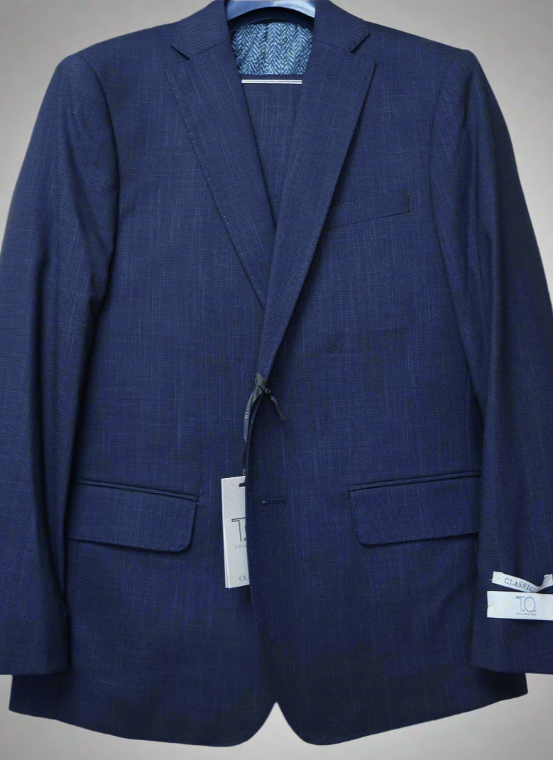 T.O. Boy's Blue On Black TR Suit Small Checkered Pattern
