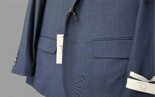 T.O. Boy's Suit Blue On Black TR Small Checkered Pattern TEA1115