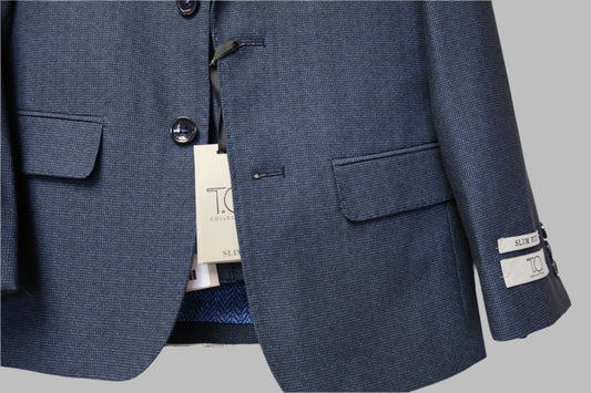 T.O. Boys Light Blue On Black TR Suit Nailshead Pattern TEA8314