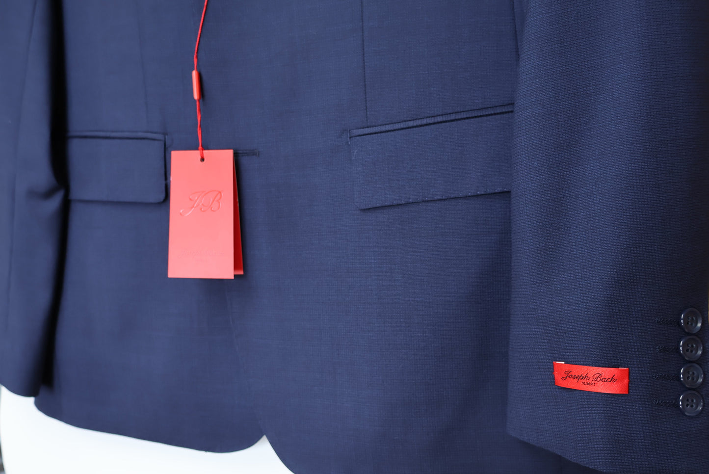 Joseph Bach Mens Blue On Navy Wool Suit-Birdseye Weave JBE1-7500