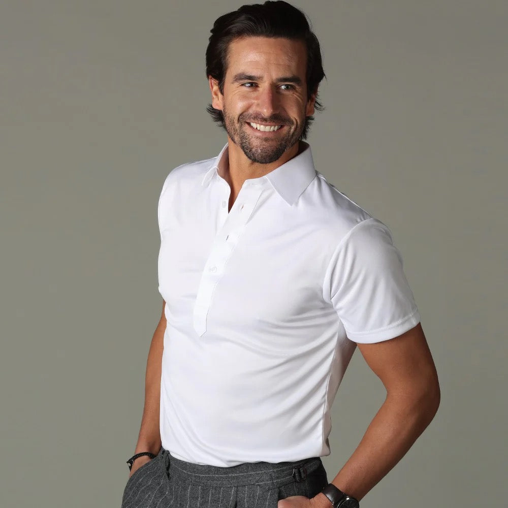 Collars & Co. Semi-Spread Collar Polo Shirt White